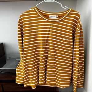 ROOLEE mustard stripes tee sz large